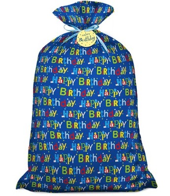 Laidans 56'' Extra Large Blue Plastic Gift Bag, Jumbo Happy Birthday Gift Bag ...