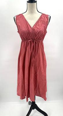 Eddie Bauer Babydoll Dress 6 Red Aster Empire Tie Waist Country Cottage Coastal