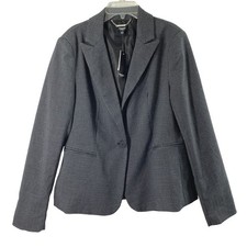 Womens Blazer Size 8 Grey Black Blue Check Academia Career Office Jacket NWT