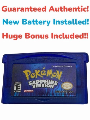 Pokemon Sapphire GBA Gameboy Advance AUTHENTIC-New Battery-Tested  +Bonus!!