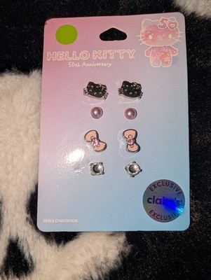 Hello Kitty 50th Anniversary Claire's Exclusive Earrings Set of 4 NEW Sanrio