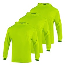 3 Pack Men's High Vis Safety Shirts with Hood,Enhanced Fluorescent Moisture W...