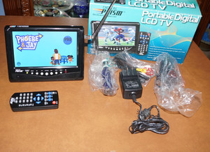 Digital Prism 7" Portable Digital LCD TV with Antenna, Remote Wall & Car Adapter
