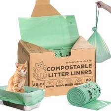Cat Litter Box Liners 100 Compostable - Drawstring Close - 20 Count - Jumbo ...