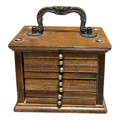 Vintage Wooden Chest Drawer Cork Coaster With Top Handle