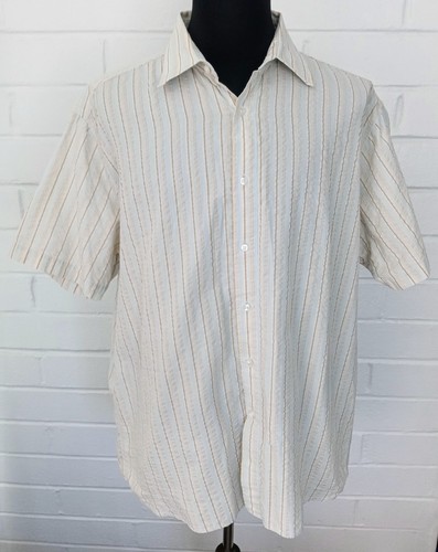 RC Basic Button-up Short Men's 2XL XXL Short Sleeve Multi Color Striped LtWt - Picture 2 of 7