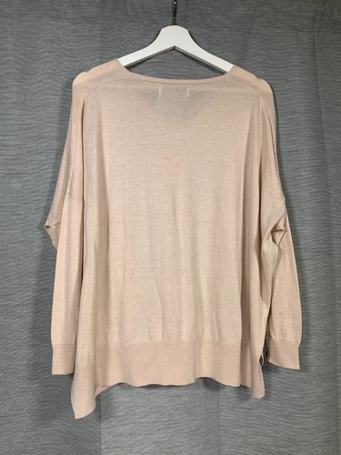 Maglione Paisie Plumo Jack taglia L/XL beige pipistrello scollo a V boxy maglia sottile arty - Foto 3 di 14