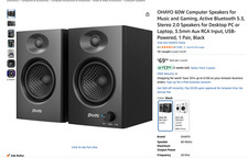 OHAYO 60W Computer Speakers for Music and Gaming, Active Bluetooth 5.3, Stereo 2