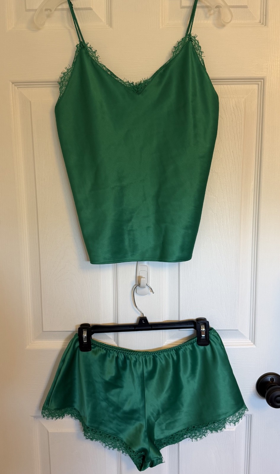 Victoria's Secret Satin Cami & Shorts Pajama Set Green Size S