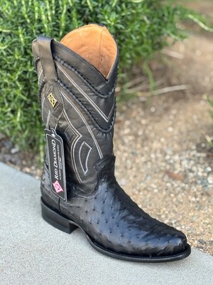 Custom Black Ostrich Quill Leather Western Cowboy Boots 9EE Vintage Handmade BLACK OSTRICH VINTAGE CUSTOM MADE WESTERN COWBOY RANCH BOSS  main image 3