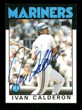 1986 Topps 382 Ivan Calderon signed auto autograph  dec'd , blue sharpie ASC BXC