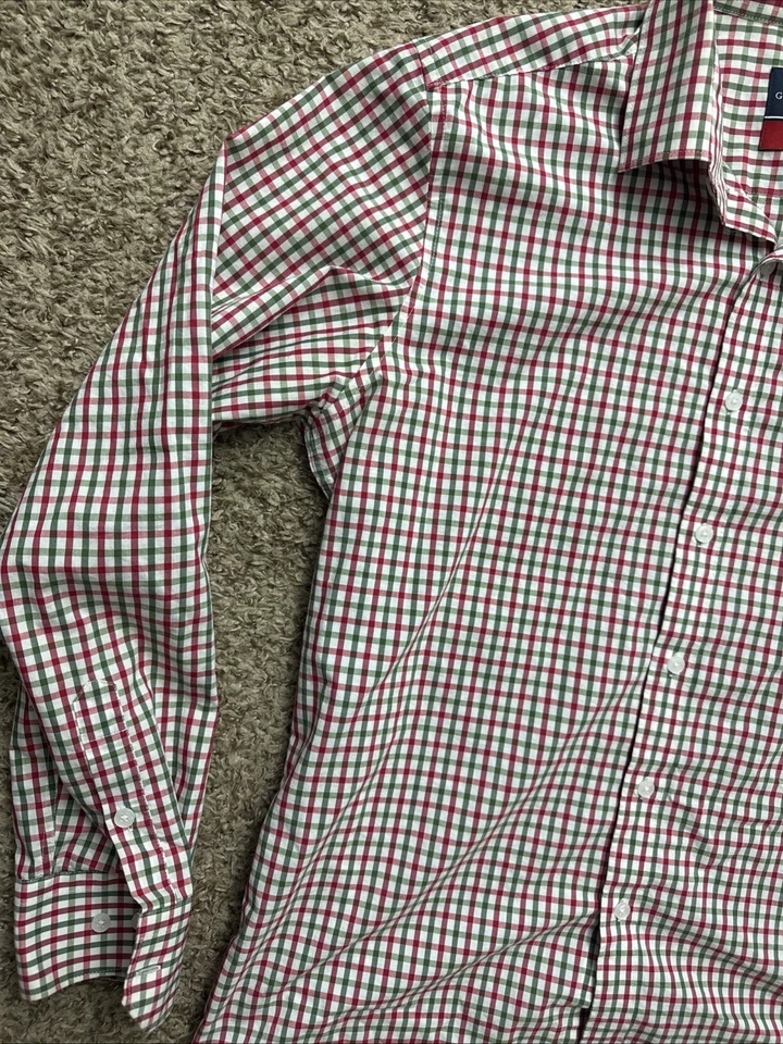 Gieves & Hawkes RARE men's XXL Slim Fit Green Red Button Shirt Fashion - Image 2 of 4