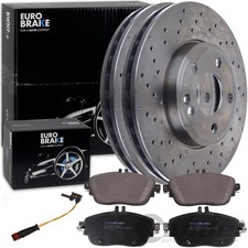 EuroBrake gelochte BREMSSCHEIBEN + BEL&Auml;GE VORNE passend f&uuml;r MERCEDES W176 W246