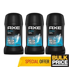 Axe Ice Chill Deodorant Stick 48H Freshness Sweat Odor Protect Mint Lemon 3-Pack