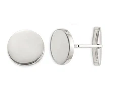 Sterling Silver Polished Round Cuff Links