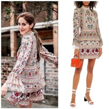 ALICE + OLIVIA Lawson Floral Paisley Boho Mock Neck Lace Mini Dress Size 0