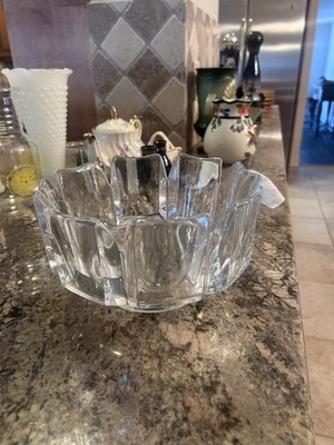 Vintage Orrefors Crystal Corona Bowl Lars Hellsten Heavy Made In Sweden Large 8 