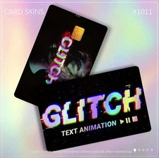 IRIDESCENT HOLOGRAPHIC LOOK GLITCH Credit Debit Card Skin Sticker Cover Set 2PCS