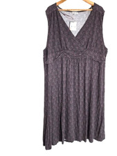 Fashion+ Dress Womens Purple Floral Ruched Empire Waist Sleeveless V-Neck 58/60