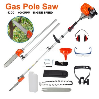2 Stroke 52CC Chainsaw Pole Saw Gas Powered Pruner Pruning Extend Tree Trimmer