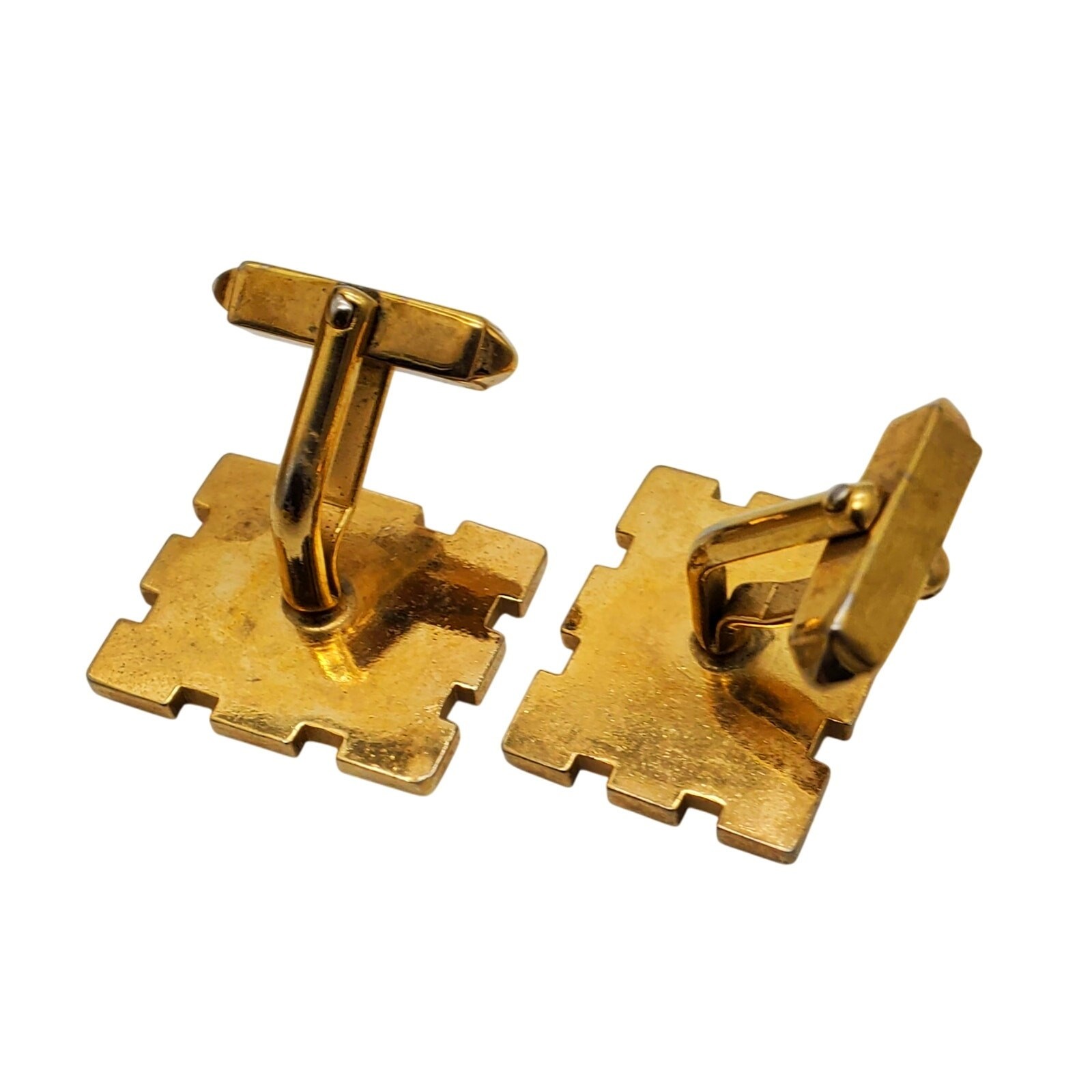 Cufflinks Abalone Shell Gold Tone Rectangle Inlay… - image 7