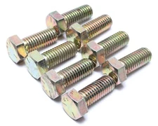 1/2"-13 x 1-1/4" Yellow Zinc Plated Grade 5 Steel Hex Bolts, 8pc