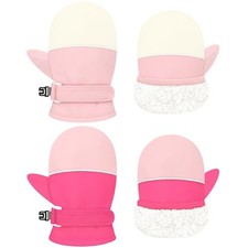 Toddler Snow Gloves 6 Months-24 Months 2 Pack Hot Pink/Pink  Pink/White