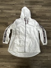 Tommy Hilfiger Jacket Womens Medium White Logo Outdoors Windbreaker CA57151