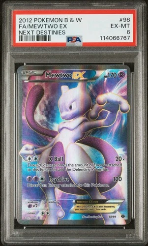 2012 POKEMON B&W NEXT DESTINIES #98 FULL ART/MEWTWO EX PSA 6