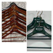 Macys Wooden Hangers Pant Suits And Jackets 9 Dark Wood 1 Black CK 3 Brooks Bros