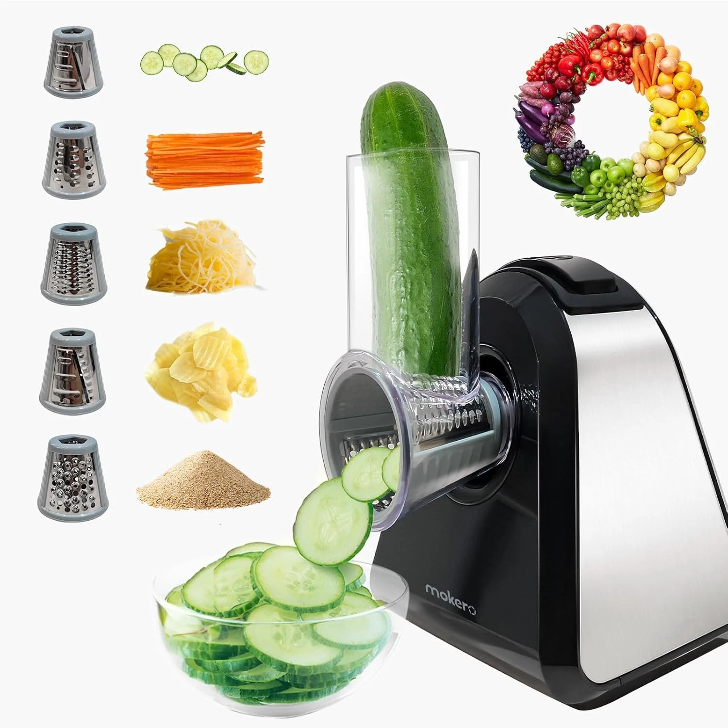 5 in 1 Electric Cheese Grater Block Cheese Kitchen Automatic Cheese Shredder