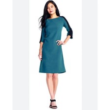 NEW Adrianna Papell 20W Teal Black Colorblock Knee Length Shift Dress Office