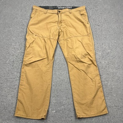 Wrangler ATG All Terrain Utility Work Pants Mens 40x30 Beige Canvas Trouser Hike
