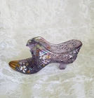 Iridescent Purple 95th Anniversary Fenton Art Glass Painted Shoe