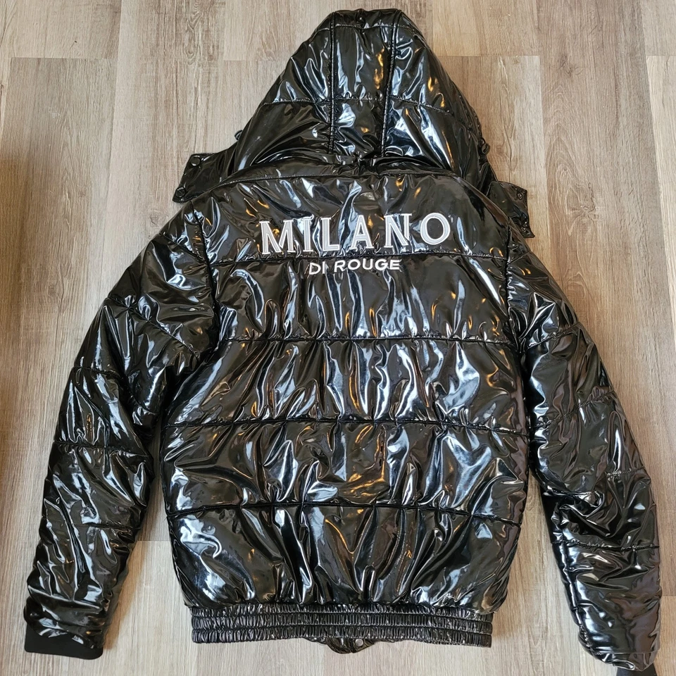 Abrigo acolchado Milano Di Rouge para hombre mediano negro Elliot capucha extraíble Foto 2 de 3