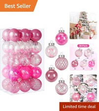 30ct Shatterproof Pink Christmas Ball Ornaments - 2.36 Inch for Festive Cheer