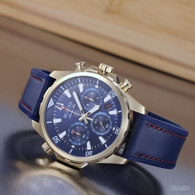 Bulova Marine Star Chronograph Herrenuhr 97B168 Blau
