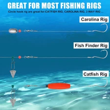 Circle Hooks Rigs Catfish Rig,20pcs Saltwater Fishing Hooks with Leader Catfi...