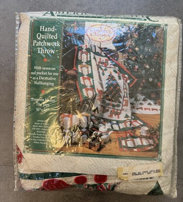 Country Classics Hand-Quilted Patchwork Throw Blanket In Package 50x60 New