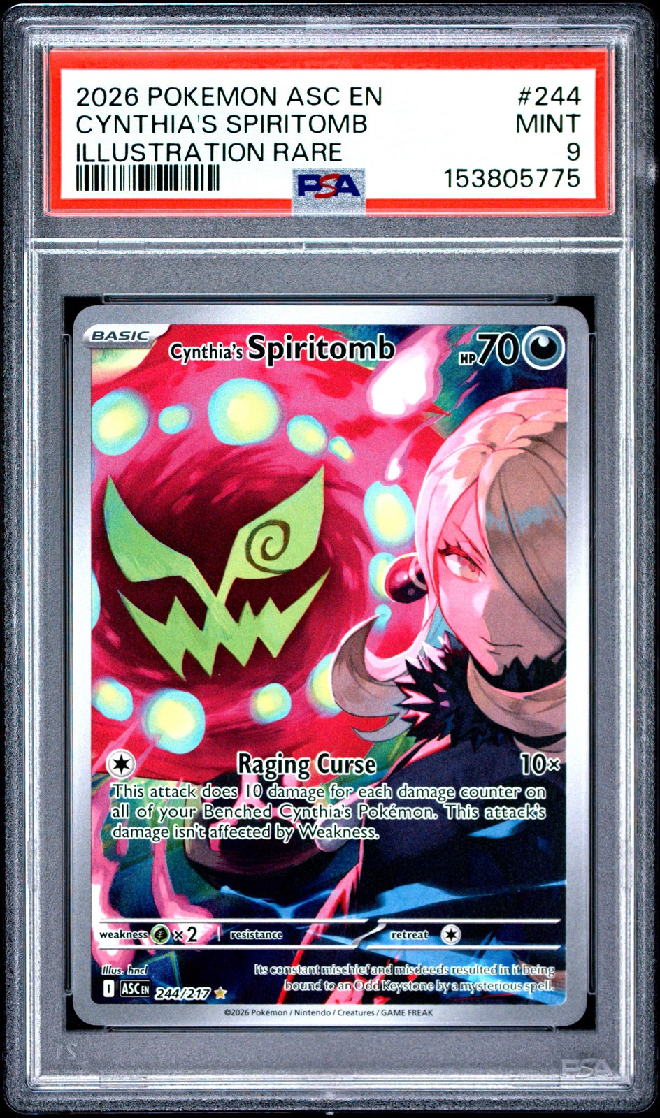 2026 POKEMON ASC EN-ASCENDED HEROES ILLUSTRATION RARE CYNTHIA'S SPIRITOMB PSA 9