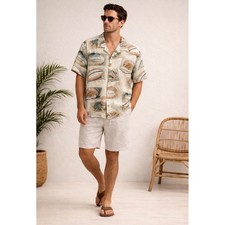 Jams World Souvenir Shirt Mens Large Hawaiian Button Up Seashells Beach Travel