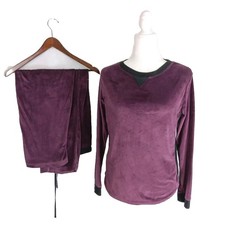Velour Sleepwear Secret Treasures Women's M Burgundy Pajama Set LS Pants