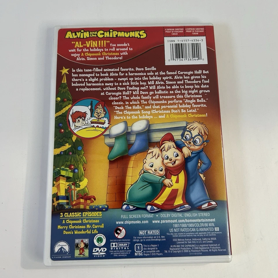 Alvin and the Chipmunks: A Chipmunk Christmas DVD Used - Image 2 of 4