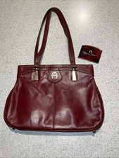 Vtg Red/Oxblood Leather ETIENNE AIGNER Satchel Purse  Original Mirror