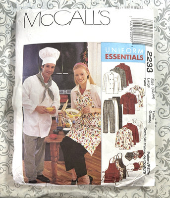 McCalls Pattern Uniform Apron Jacket Hat Shirt Pants Sz Lg 42, 44 Uncut 2233