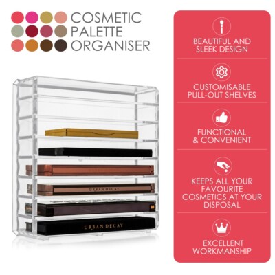8 STUFEN/SLOT KOSMETISCHES MAKEUP PALETTE ORGANISATOR HALTER RACK KLAR ACRYL TEILER