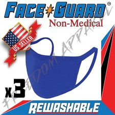 3 Pack - Reusable Cotton Cloth Face Masks Color Blue