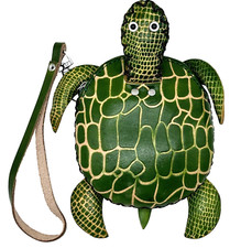 Turtle Genuine Leather Handmade Crafted Animal Coin Purse Wristlet Wallet