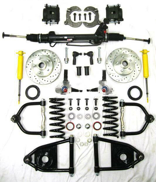 Mustang II Complete Power Front End Suspension Kit Stock Slotted NO