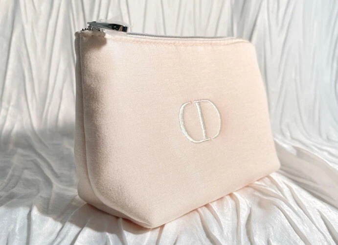 LIMITÉ JAPON Christian Dior Pouch vanité blanc rose clair nouveauté logo NOUVEAU CD